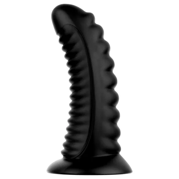 BUTTR Double Ribbed - riesiger gerippter Analplug (schwarz) - 26 cm