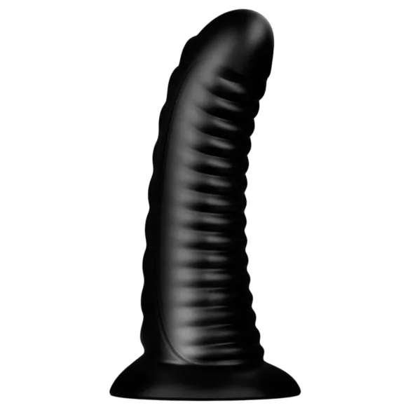 BUTTR Double Ribbed - riesiger gerippter Analplug (schwarz) - 26 cm