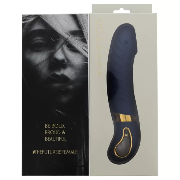 Goddess - gerippter Vibrator mit Heizung (dunkelblau)