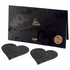   Bijoux Indiscrets Flash - Herzförmige Brustwarzenaufkleber (schwarz)