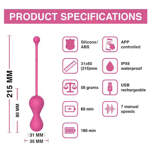 Magic Motion Kegel Master - Intelligentes Liebeskugel-Duo (Pink)