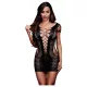 Baci - geschnürtes, kurzärmliges schwarzes Netz-Minikleid (S-L)