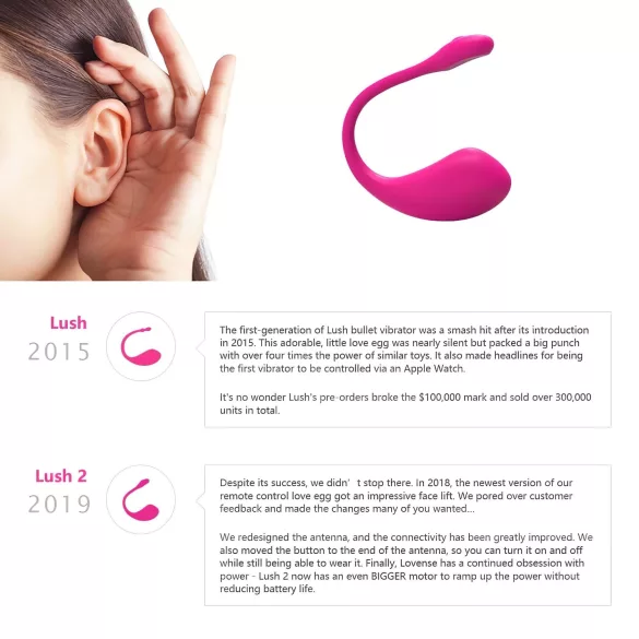 LOVENSE Lush 2 - intelligentes Vibro-Ei (Pink)