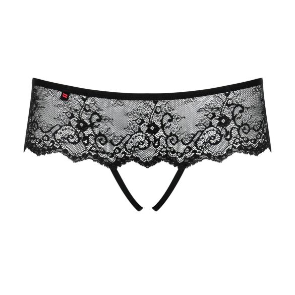 Obsessive Merossa - Strass, offener Damenstring - Schwarz