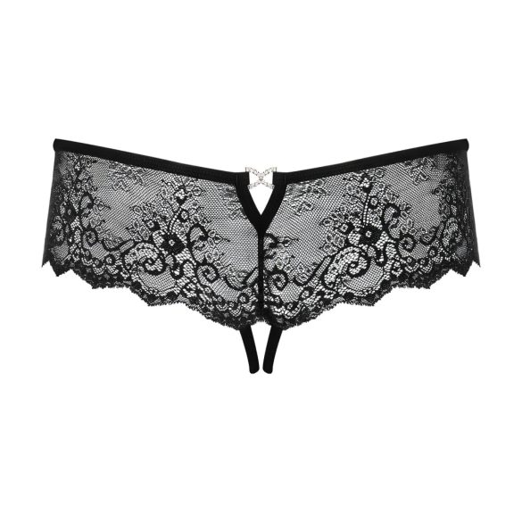 Obsessive Merossa - Strass, offener Damenstring - Schwarz
