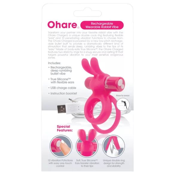 Screaming O Ohare - Wiederaufladbarer Hasenvibro-Ring (pink)