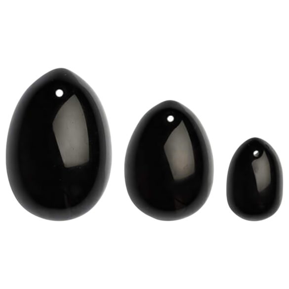 La Gemmes Yoni - Geishakugel-Set - Schwarzer Obsidian (3 Stück)