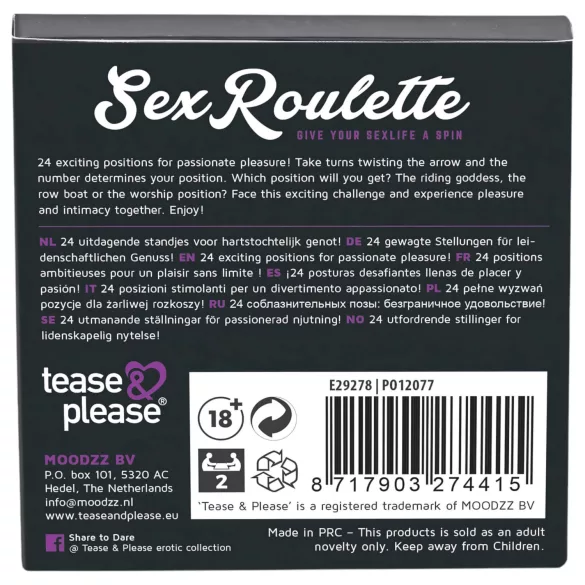 Sex Roulette Kamasutra - erotisches Brettspiel (in 10 Sprachen)