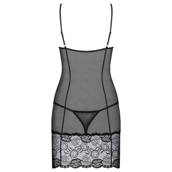 Obsessive Alluria - Spitzen-Nachthemd und Tanga (schwarz) - L/XL
