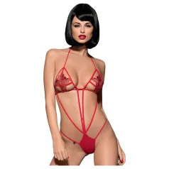   Obsessive Luiza - roter Body mit Tulpenmuster und Trägern (S/M)