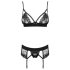 Obsessive Wonderia - besticktes Spitzen-Set (schwarz)
