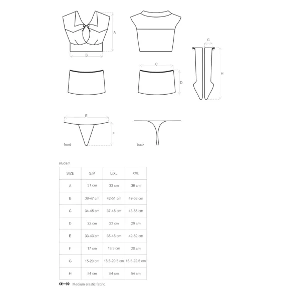 Obsessive Schülerin - Schulmädchenkostüm Set (5-teilig)