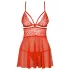Obsessive 838-BAB-3 - pikante Spitzen-Babydoll und String (rot)