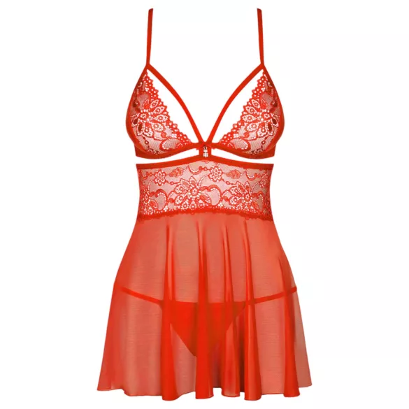 Obsessive 838-BAB-3 - pikante Spitzen-Babydoll und String (rot) - XXL