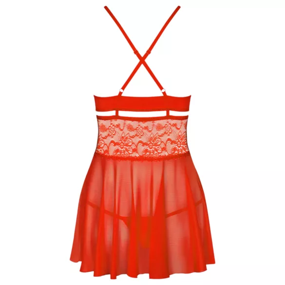Obsessive 838-BAB-3 - pikante Spitzen-Babydoll und String (rot) - XXL
