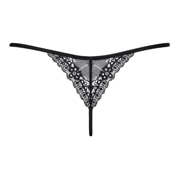 Obsessive Intensa - Riemen-Spitzen-Tanga (schwarz) - L/XL