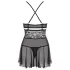 Obsessive 838-BAB-1 - transparenter, spitzen Babydoll-Set (schwarz)
